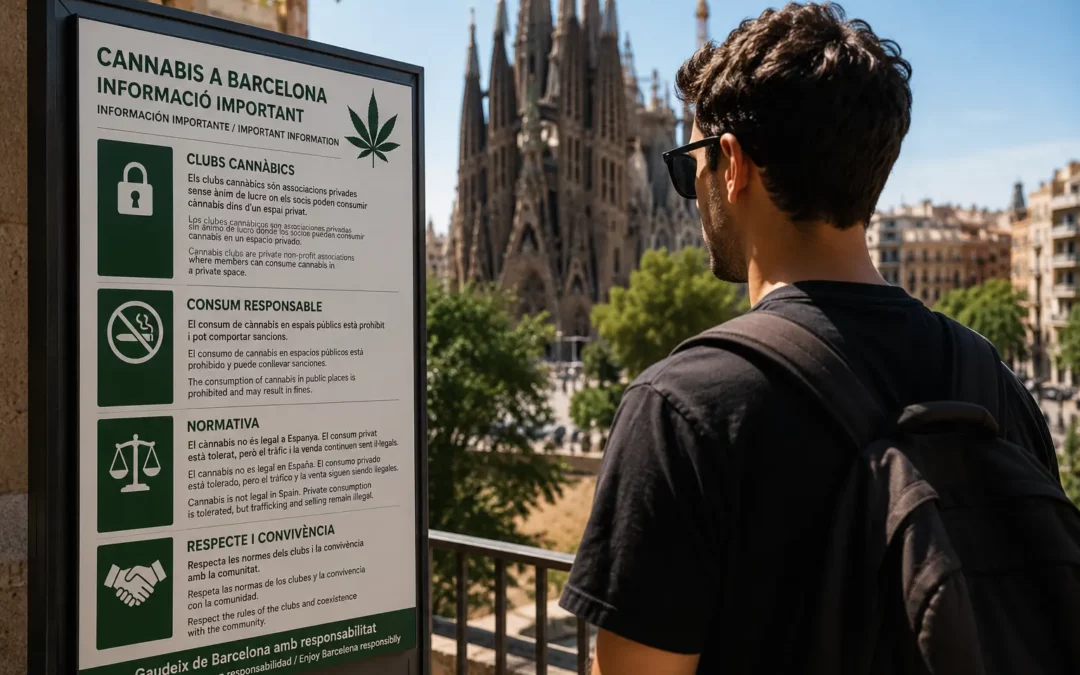 Tourist reading cannabis laws and regulations in Barcelona in 2026