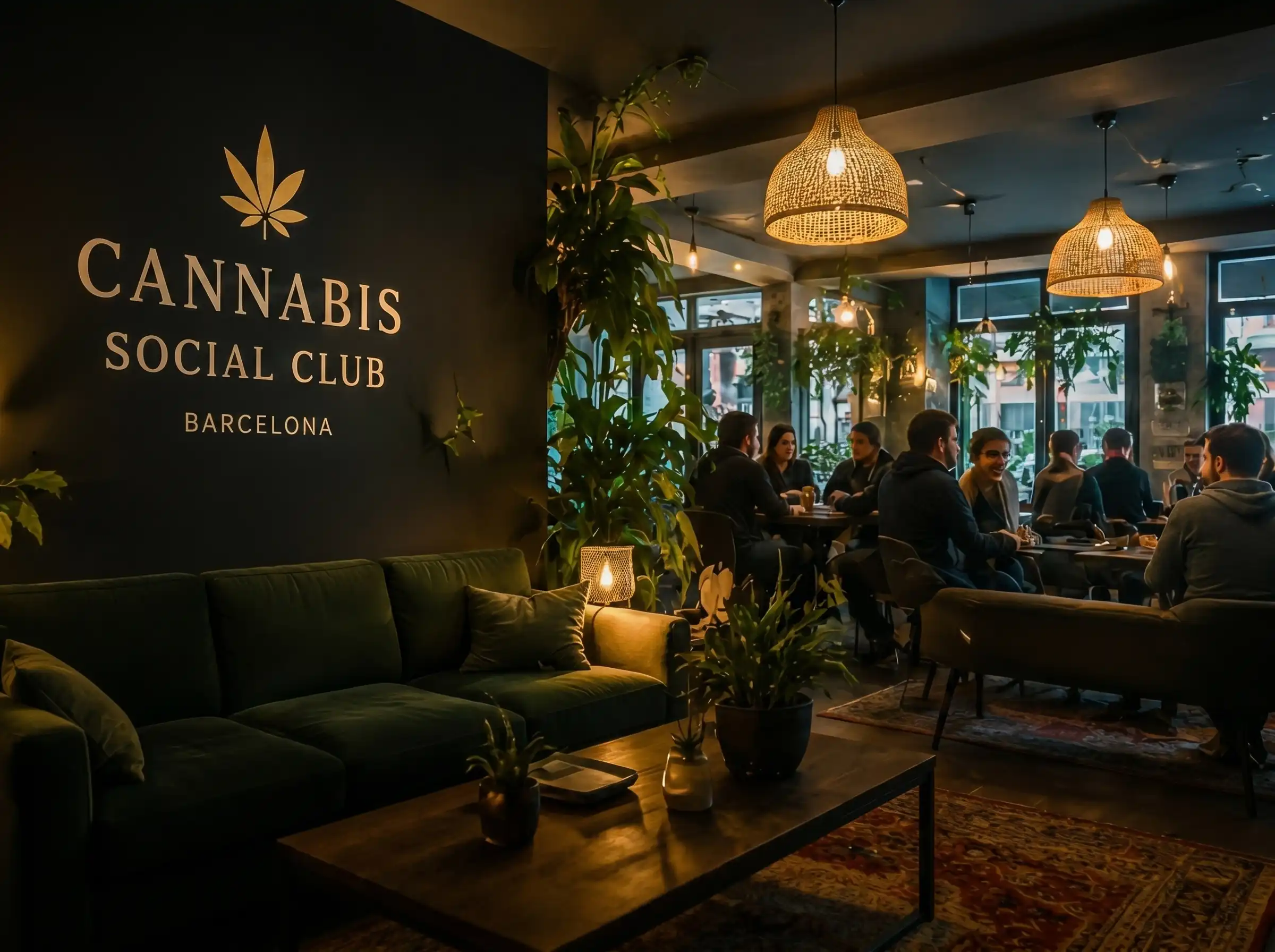Interior de un club cannábico privado en Barcelona