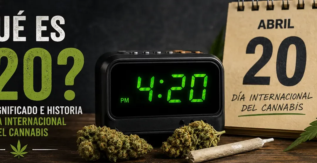 ¿Qué es 420? Reloj marcando las 4:20 y calendario del 20 de abril, Día Internacional del Cannabis