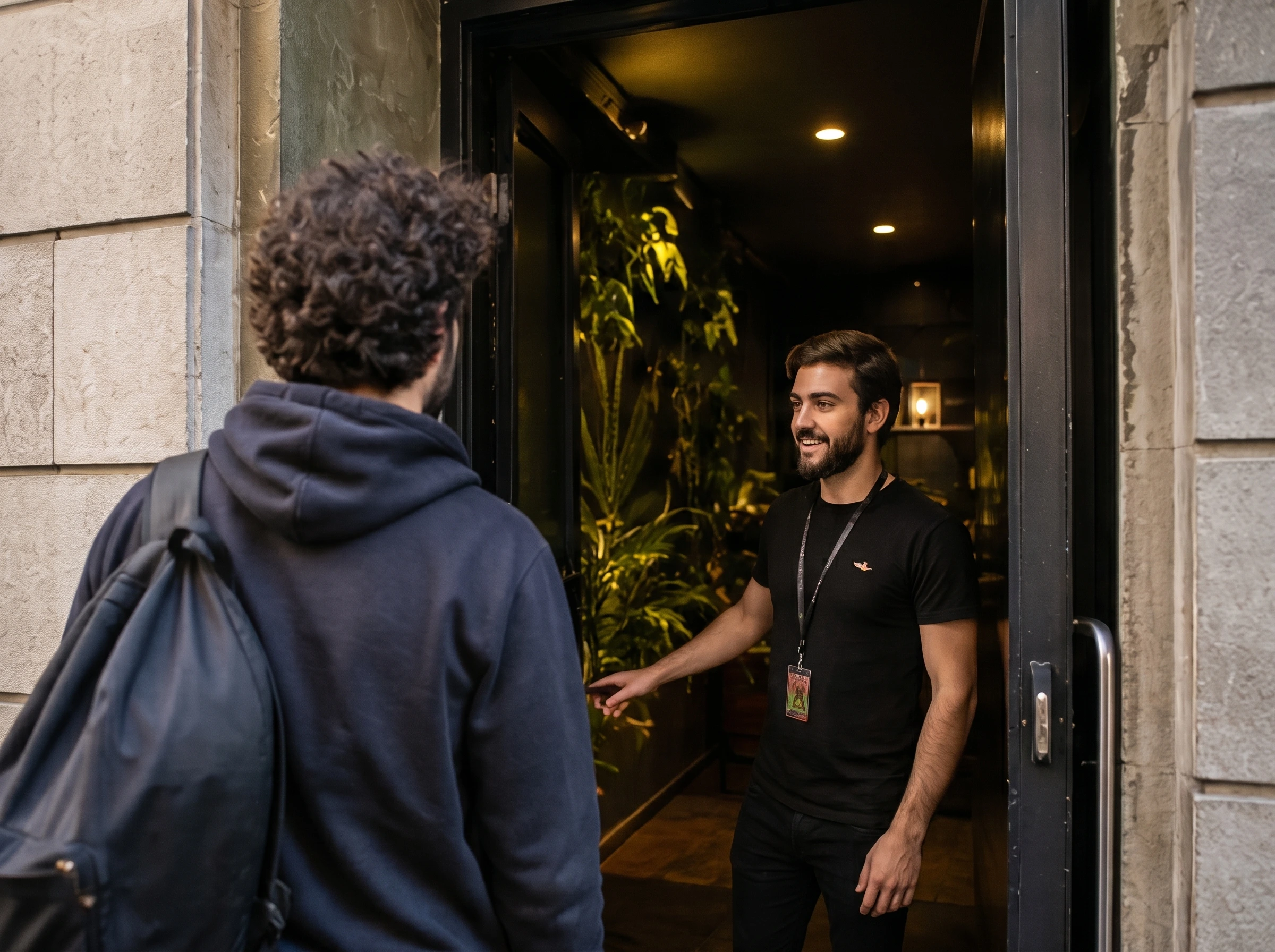 Visitor checking in at a private cannabis club in Barcelona